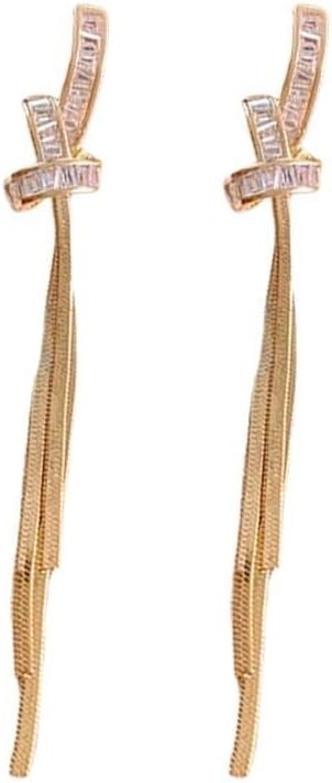 Elegant Crystal Tassel Drop Earrings, Long Dangle Design, Available in Gold and Silver (Silver)