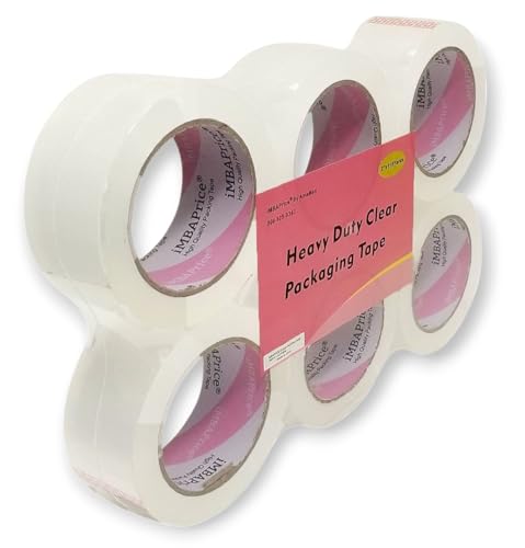 iMBAPrice 2-Inch Clear Packing Tape, 6 Rolls × 110 Yards | Strong Adhesive Packaging Tape Refills for Sealing Boxes, Shipping, Moving & Attaching Mailing Labels