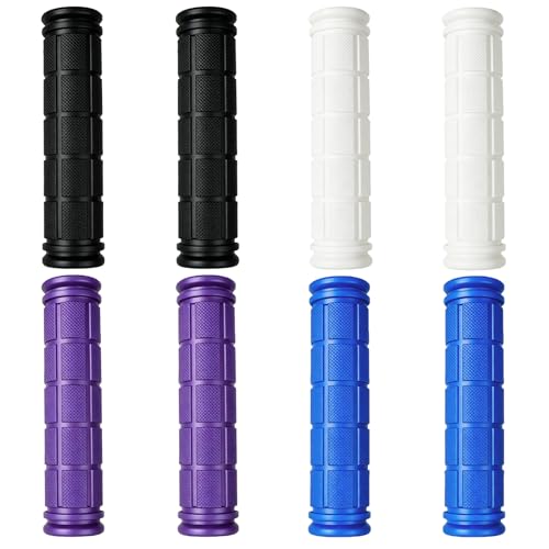 Kasteco 4 Pairs Bicycle Handle Bar Grips Mushroom Grips for BMX/MTB/Road Mountain Bikes (Black, Blue, Purple, White)