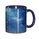 Belles tasses à café incurvées élégantes : le corps de la tasse imprimé scène de nuit dispose d'une courbe lisse et fluide (confortable à prendre en main pour de longues gorgées), tandis que sa finition bicolore vive reste fraîche (pas de décoloration) même après des lavages répétés. Cette belle tasse à café allie confort ergonomique et attrait visuel durable.