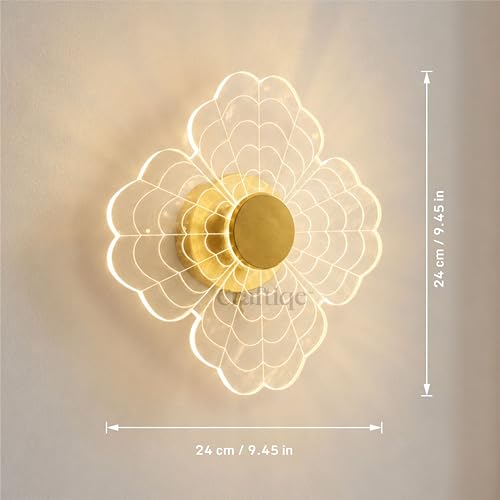 Image of Bloom Aura LED Wall Light, 3-in-1 Colour Adjustable Flower Wall Lamp, Acrylic Gold Finish Decorative Light for Bedroom, Living Room, Staircase, Office & Hotel, 24x24 cm (Bloom Aura)