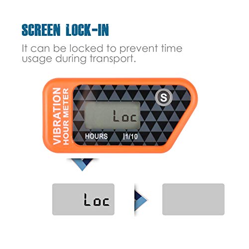 Compteur horaire sans fil auto-alimenté numérique Runleader, activation par vibration, minuterie de travail réinitialisable, arrêt du verrouillage de l'utilisateur, utilisation pour le(Orange) - Image 6