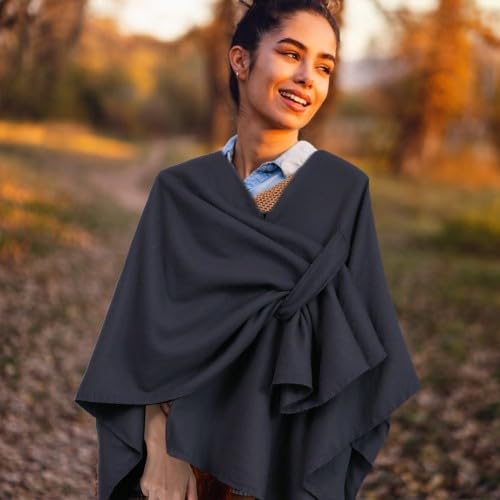 Poncho Mujer, Capa Mujer Invierno Elegante, Bufanda de Cardigan Talla Única, Poncho Estola, Dama de Capa Reversible, 130x150cm