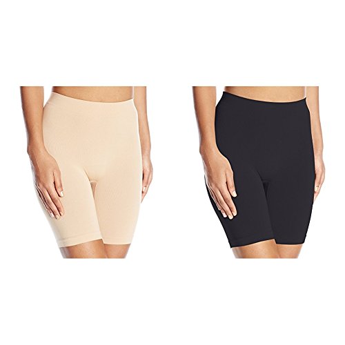 Vassarette Women's 2 Pack Comfortably Smooth Slip Short Panty 12674, Beige/Black, 3X-Large/10