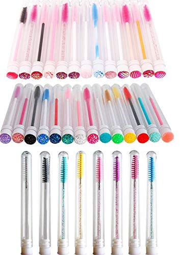 60 Pcs Colorful Lash Disposable Mascara Brushes Diamond Eyelash Spoolies Makeup Brush Mascara Wand In Sanitary Tube Lash Supplies #TOP5
