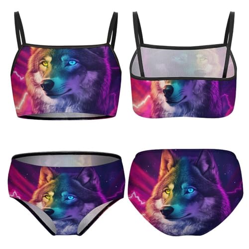 Wild Wolf Colorful Girls Swimsuits Two Piece Bikini Sets Beach Sport Swimwear Bathing Suit3
