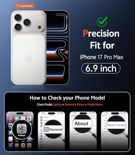 Image of FNTCASE for iPhone 17 Pro-Max Case: Compatible with Magsafe Clear Magnetic Phone Cases Drop Proof Anti Yellowing Slim Shockproof Rugged Protective Transparent Cell Cover with Screen Protector(Clear)