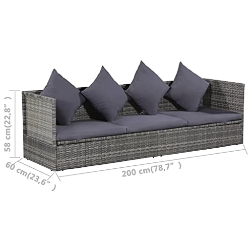 vidaXL-Sofa-Jardin-Ratan-Sintetico-Acero-Cojines-Gris-Tumbona-Patio-Ajustable 413ROegdwNS