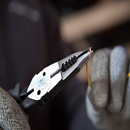 Klein Tools J206-8C Long Nose All-Purpose Spring Loaded Pliers, Forged Steel With Dual Material Journeyman Handles #TOP7