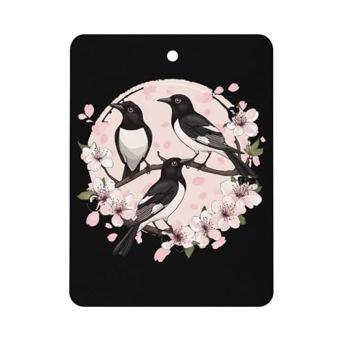 Magpie Birds On A Branch Car Air Freshener Hanging Aromatherapy Tablets for Car Accessories Square