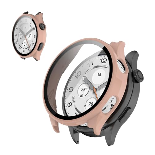 For Xiaomi Watch S5 �ی�t�C������̌^�P�[�X �J�o�[ �yBAOLINTX�z�S�ʕی� PC�t���[��+�����K���X�t�B���� ��̌^ �����ߗ� 9H�d�x �Ռ��z�� �[�d�Ή� ���^ �E���ȒP Xiaomi Watch S5 �P�[�X (�s���N)