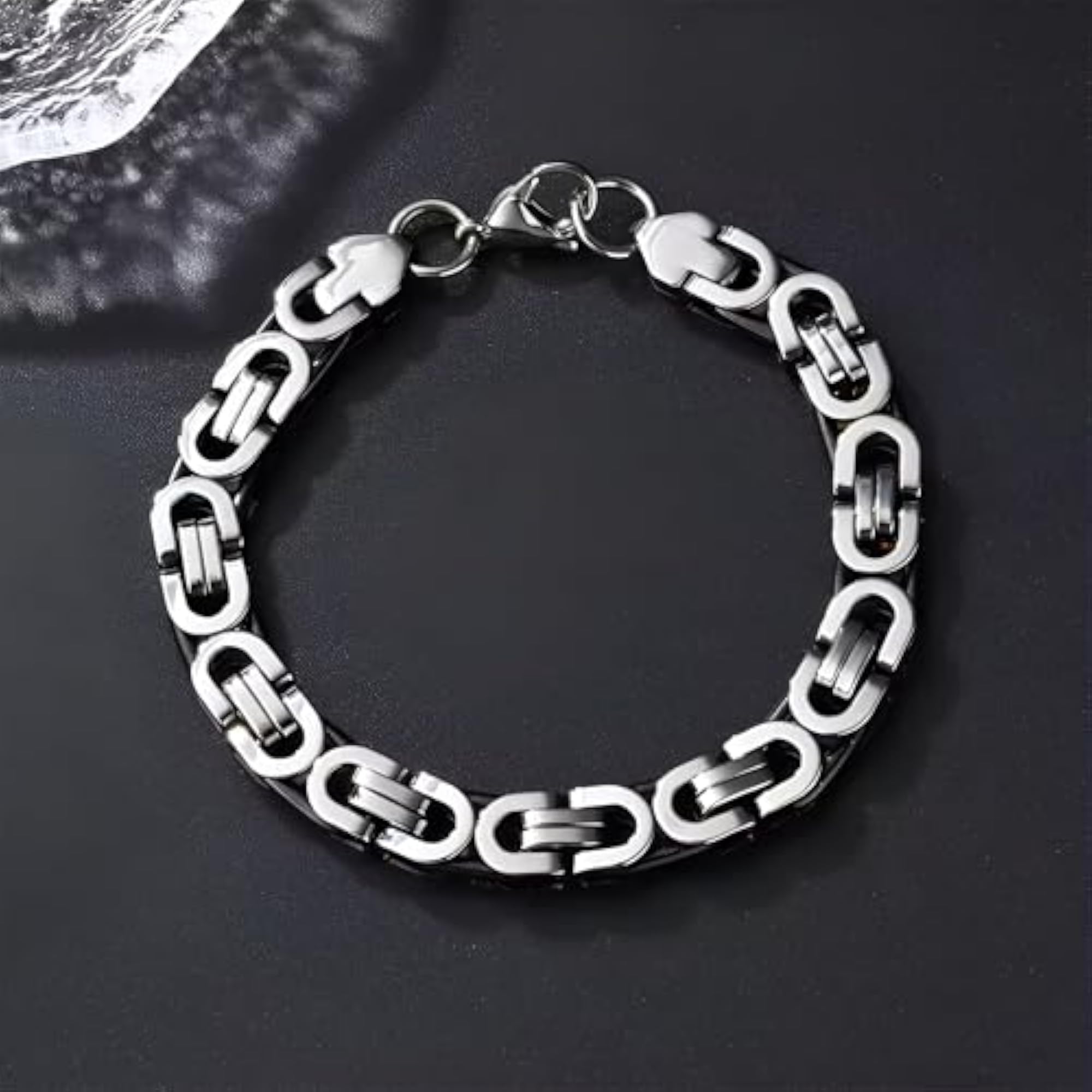 Stylish Shiny Black Stainless Steel Bracelet for Men