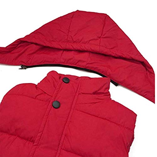 Digirlsor Kids Boys Girls Winter Warm Down Padded Vest Hooded Zipper Sleeveless Jacket Waistcoat Outwear 5-12T Red #TOP3