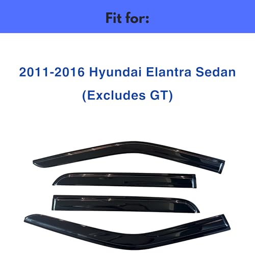 Image of IG Window Visors Fit for 2011-2016 Hyundai Elantra Sedan, Out-Channel Rain Guards Vent Wind Deflectors 4PC, Car Accessories for 11-16 Elantra Sedan (Excludes GT)