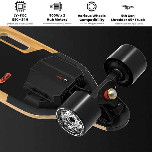 MEEPO Campus V5 Series/Envy Electric Skateboard with Remote, Top Speed Up to 29 Mph, 4 Speed Smooth Braking, Easy Carry Handle Design, Suitable for Adults & Teens
