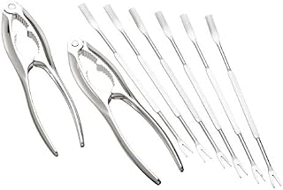 KitchenCraft Seafood Tools Set with Crab Claw Crackers and Lobster Forks, Stainless Steel, 8 Pieces