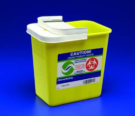 89892810 Chemotherapy Sharps Container SharpSafety 1-Piece 26H X 18.25W X 12.75D Inch 18 Gallon Yellow Base Hinged Lid