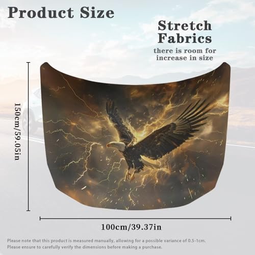 Image of Car Hood Cover, 59x39 Inch Car Hood Wrap Blankets,Eagle Lightning Universal Automotive Exterior Accessories for Sedans SUV Trucks Pickup