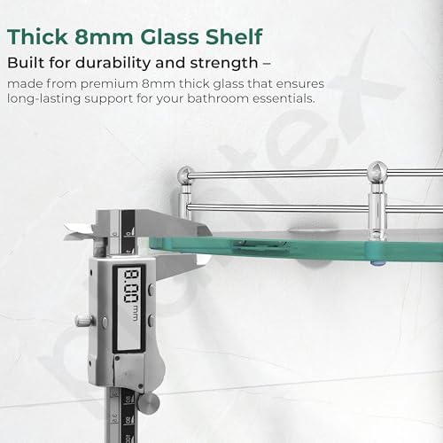 Premium Transparent Glass Corner Shelf for Bathroom/Wall Shelf/Storage Shelf (9x9 Inches-Pack of 3)