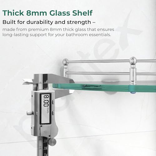 Plantex Premium Transparent Glass Corner Shelf for Bathroom/Wall Shelf/Storage Shelf (9x9 Inches-Pack of 3)