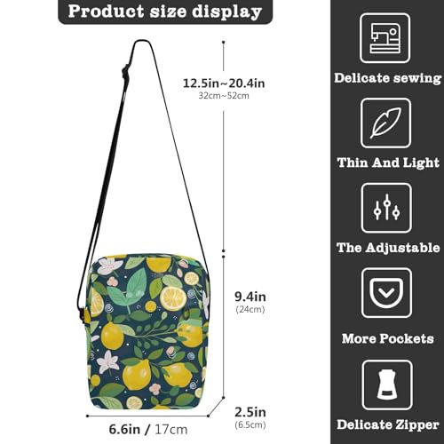 Crossbody Bag Lemon Flower Summer Messenger Bag for Women Men Purse Shoulder Bag Satchel Bag with Adjustable Strap 214A93463