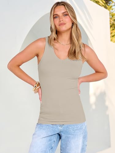 ANRABESS Tank Tops for Women V Neck Ribbed Knit Slim Fitted Sleeveless Basic Tee Tanks Casual Summer Clothes 2026 - 7