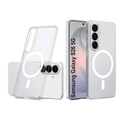 Image of Zapcase Back Case for Samsung Galaxy S26 5G | Slim Lifetime Anti-Yellow Crystal-Clear Cover with Elevated Camera Protection & MagSafe Compatibility | Premium German Polycarbonate | Shockproof | Clear