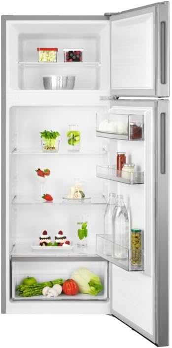 AEG RDB424E1AX Free-Standing Double Door Fridge 1434 mm/Freezer Top Capacity 205 L/Colour: Stainless Steel Silver Sides/Anti-Finger Stainless Steel Coating/Energy Class E