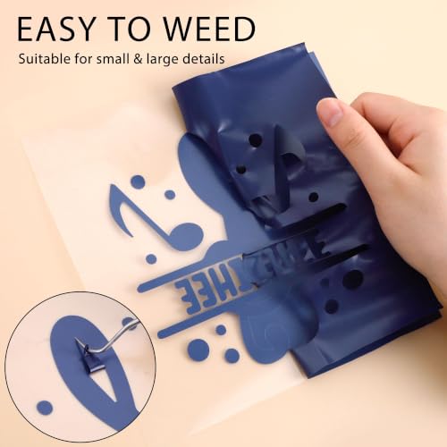 Image of HTVVETUR Iron on Vinyl, Navy, 12 Inch by 60ft Heat Transfer Vinyl | Stretchy T-Shirt HTV Rolls for All Cutter Machine - Easy to Cut & Weed