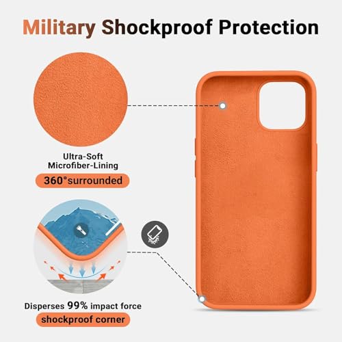 Image of Premium Liquid Silicone Case for iPhone 12 & 12 Pro - Slim Full Body Protective Back Cover with Soft Microfiber Lining, Anti-Slip Grip Scratch Resistant Phone Case(Orange)