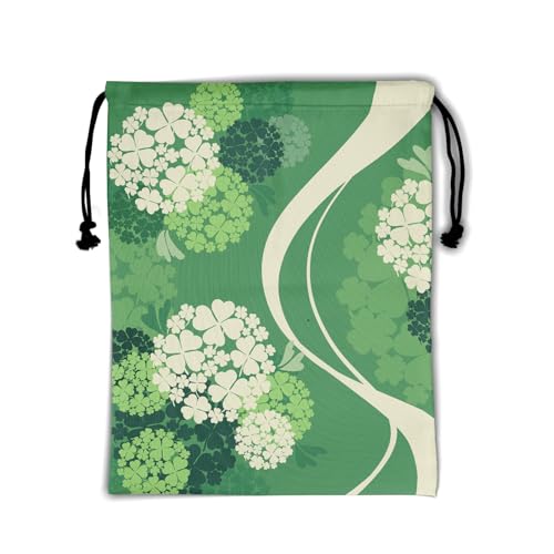 Image of Green Leaf Floral Grip Bag for Gymnast Adjustable Outdoor Sports Gymnastics Drawstring Bag