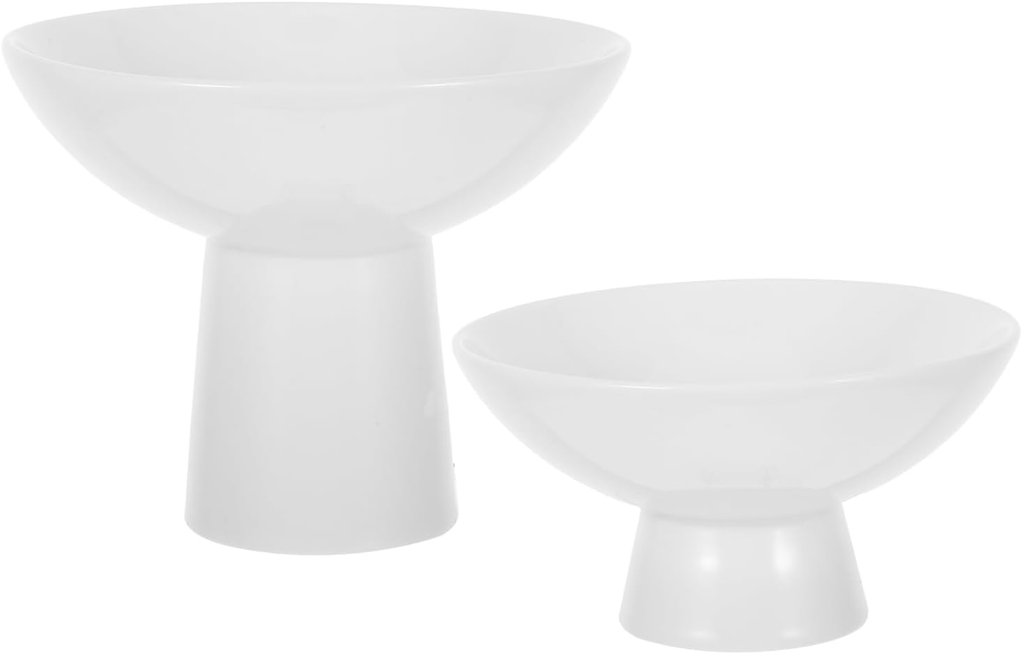 MAGICLULU 2Pcs Small White Pedestal Bowls Ceramic Footed Fruit Bowl for Displaying Kitchen Counter 4.9 x 3.93 Inch 2 Sizes