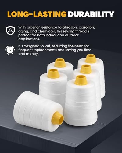 Hilo para máquina de coser industrial 6 rollos blanco miniatura 3