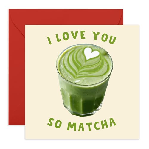 Carte "I Love You So Matcha" pun mignon pour anniversaire Saint-Valentin