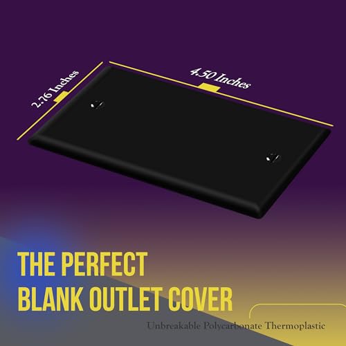 Image of ENERLITES Blank Device Wall Plate, Gloss Finish, Standard Size 1-Gang 4.50 inch x 2.76 inch, Polycarbonate Thermoplastic, 8801-BK-10PCS, Black (10 Pack) | Standard size 4.50 inch x 2.76 inch, cover unused electrical box /outlet /switch, unbreakable polycarbonate, UL-listed, easy to install