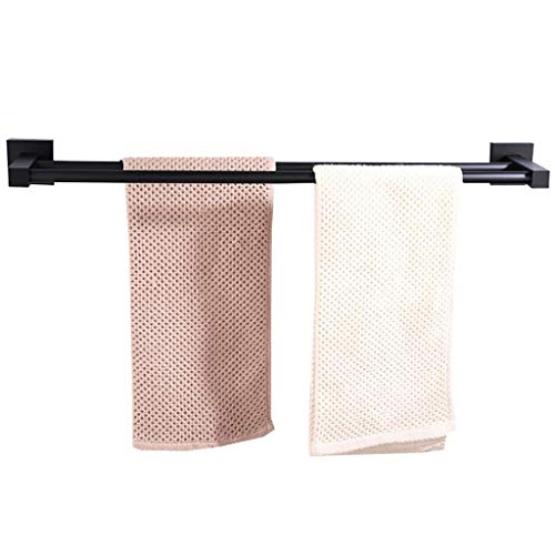 Porte-serviettes mural double barre noir 40 cm en aluminium pour salle de bain YXWYXWA
