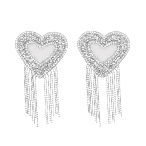 Image of ZGMYC Sparkly Rhinestones Metal Chain Nipple Cover with Tassel, Reusable Adhesive Pasties Sexy Bra Body Chain