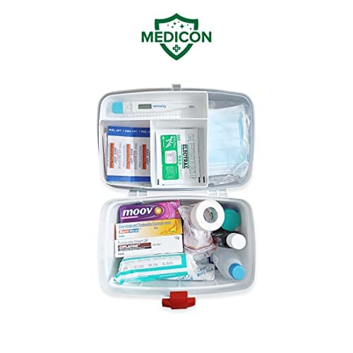 Image of MEDICON First Aid Kit - 22 Items - Total 65 Piece - for Car, Home, Outdoors, Sports, Camping, Hiking or Office | Red Case Fully Packed with Emergency Supplies