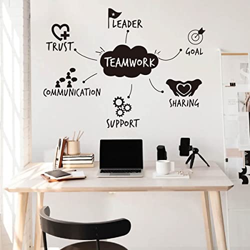 Teamwork Qualities Wall Sticker Office Inspirational Decals Team Work Decoration Removable Living Room Vinyl Word Murals Yt2167 (M-54X40Cm, Black) #TOP16
