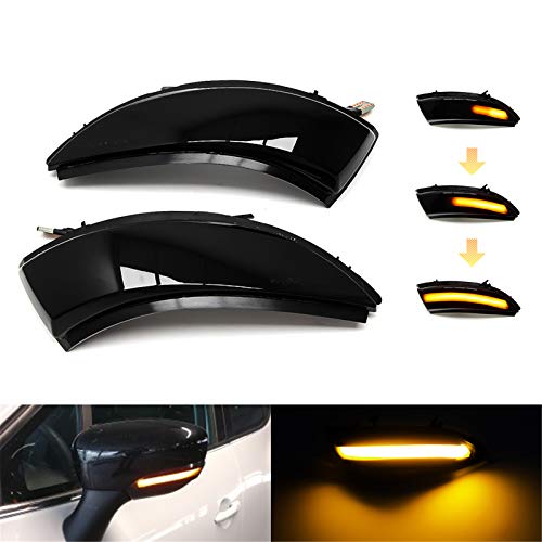 Dynamic LED Rearview Side Mirror Sequential Blinker Indicator Light Signal Lamp Compatible for Renault Captur Lutecia Clio IV (Smoked)