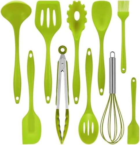 SLLS キッチンツールセット 10点 シリコン製 調理器具 耐熱 スパチュラ トング おたま フライ返し 泡立て器 パスタサーバー ヘラ スプーン 食洗機対応 BPAフリー 収納便利 おしゃれ キッチン用品