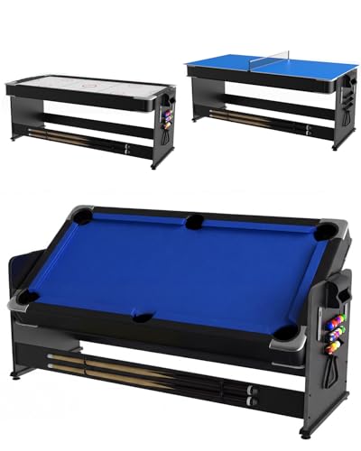 7 ft 3-in-1 Multi-Game Table Air Hockey, Billiards & Ping Pong Combo with Powerful Airflow & Full