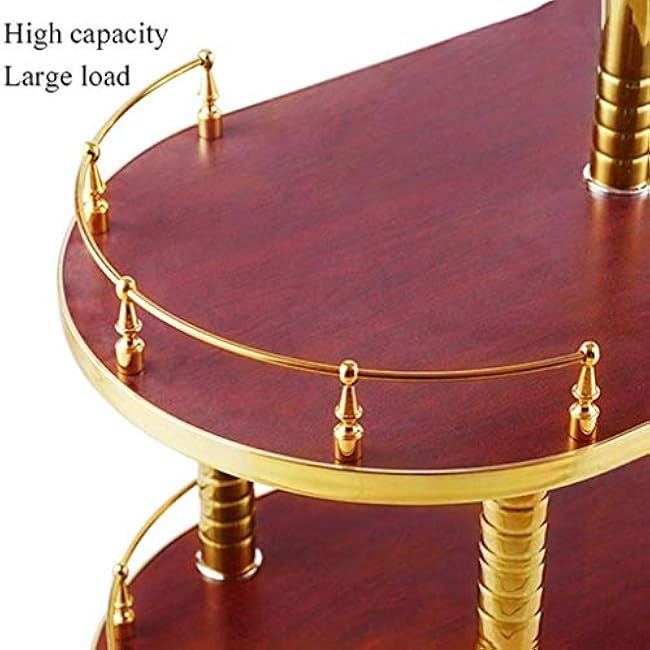 3 Tier Kitchen Storage Cart Serving Trolley with Handle Rolling Tea Cart Shelf Wooden & Metal,-Ssnl7Ufc