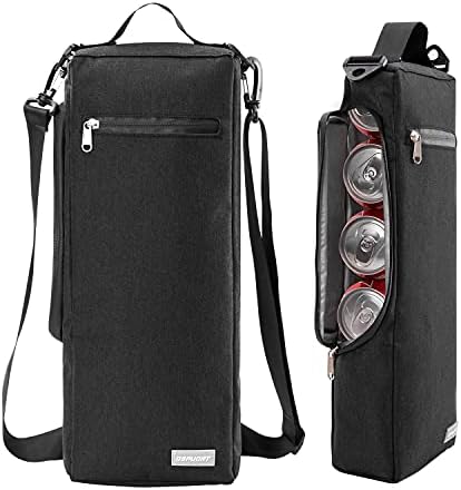 OSPUORT Golf Cooler Bag Waterproof Insulated with Detachable Shoulder Strap - Hold 6 Pack of Cans or Two Bottles of Wine (Black)