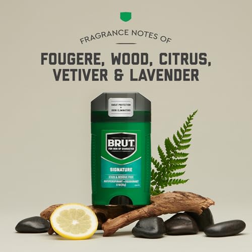 BRUT Signature Scent Antiperspirant and Deodorant - Scented Deodorant Stick for Men - Powerful Sweat Protection - Eliminates Odors - 2.7 oz