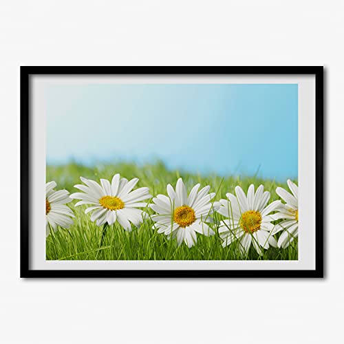 Cadre photo marguerites Tulup en bois MDF de 70x50 cm pour décoration murale