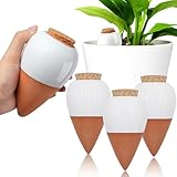 SilverChry Lot de 4 Pieux D'arrosage des Plantes 320 ML,Auto-arrosantes en Terre Cuite,aux Plantes d'Intérieur et Balcon,Irrigation de la Zone Racinaire (Forme Conique)