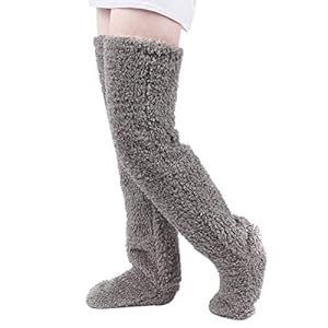 Gelentea Overknee High Pluizige lange sokken pluche pantoffels kousen beenwarmers winter thuis slaapsokken