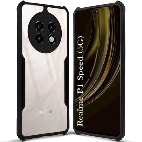 Image of Jkobi Back Cover Case for Realme P1 Speed (Shockproof with Polycarbonate Clear Panel | Professional Black)