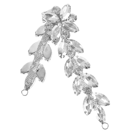 Abaodam Strass Spitzenapplikation Silber Blattform
